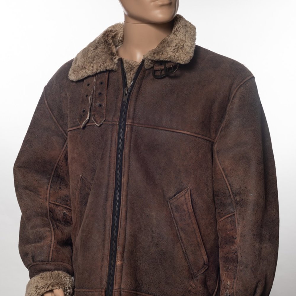 Vintage Original Shearling Leather Bomber Jacket